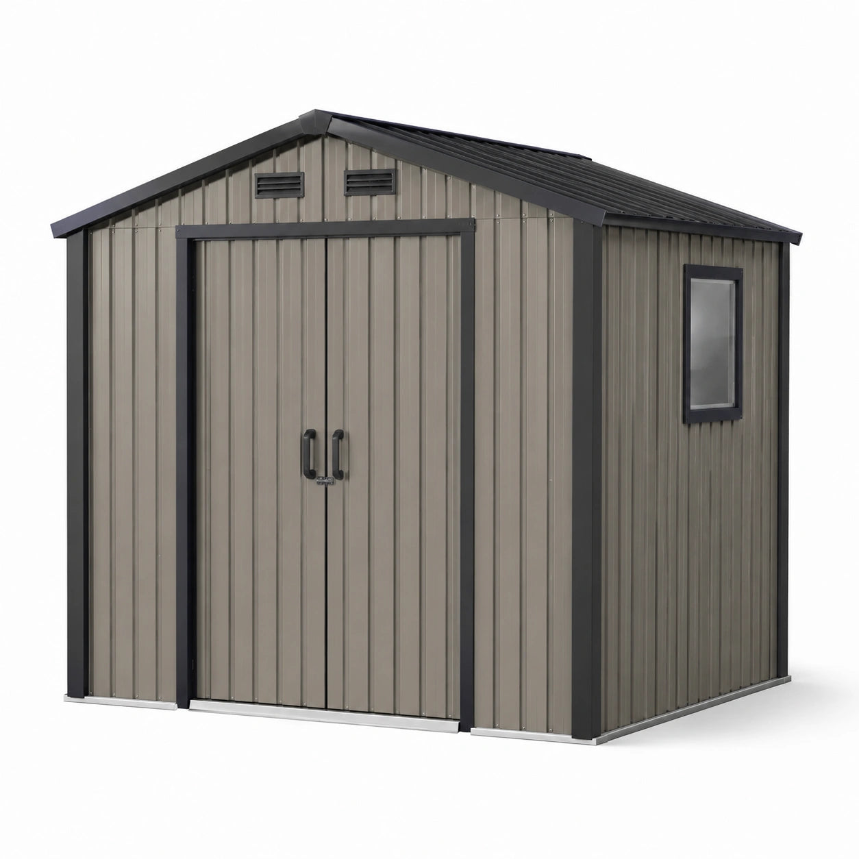 Abri de jardin en métal gris avec fenêtre