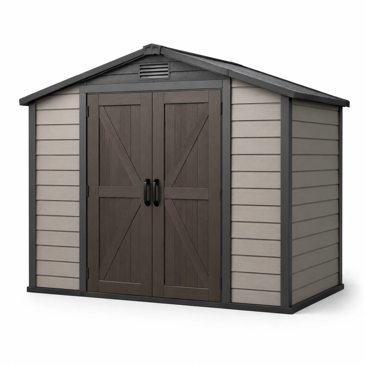 Abri de jardin en plastique polypropylène 210x331x243 cm taupe