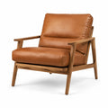 Fauteuil en cuir avec cadre en chêne