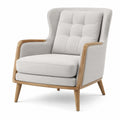 Fauteuil en lin polyester gris clair avec cadre en chêne