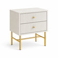 Table de chevet MDF et métal doré 2 tiroirs blancs