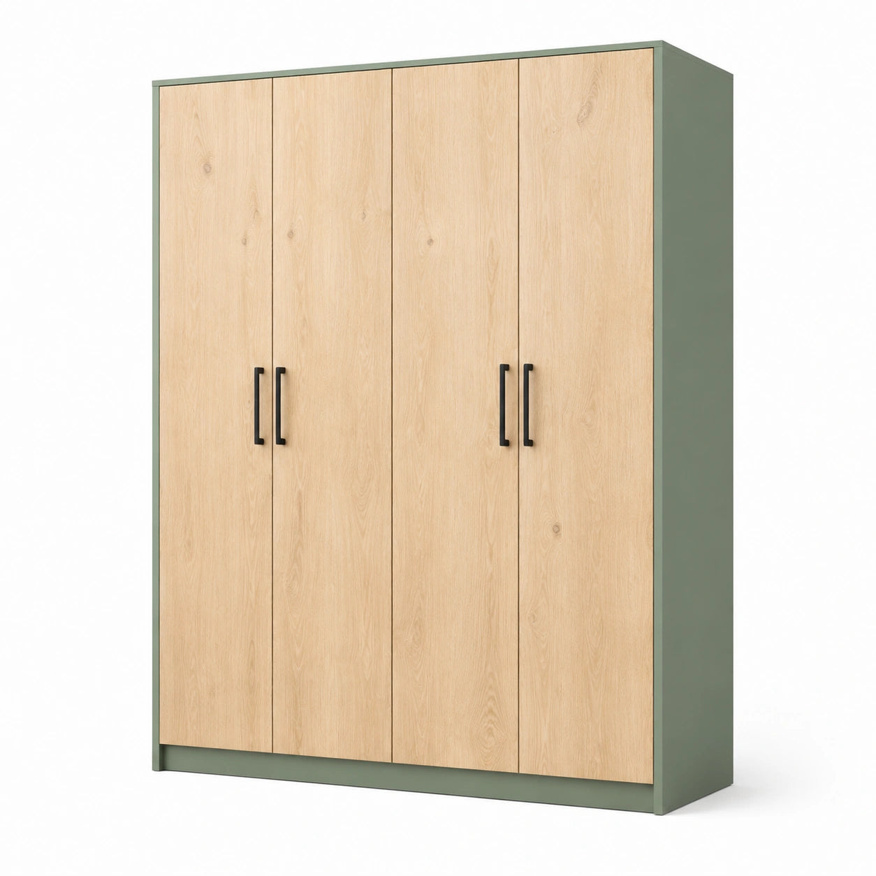 Armoire 4 portes en bois et métal noir