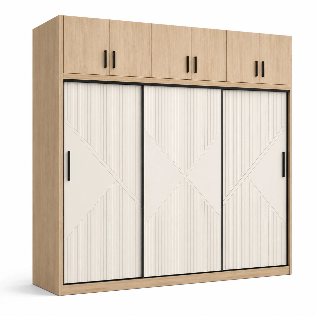 Armoire en bois avec portes coulissantes MDF beige 240cm x 220cm x 60cm