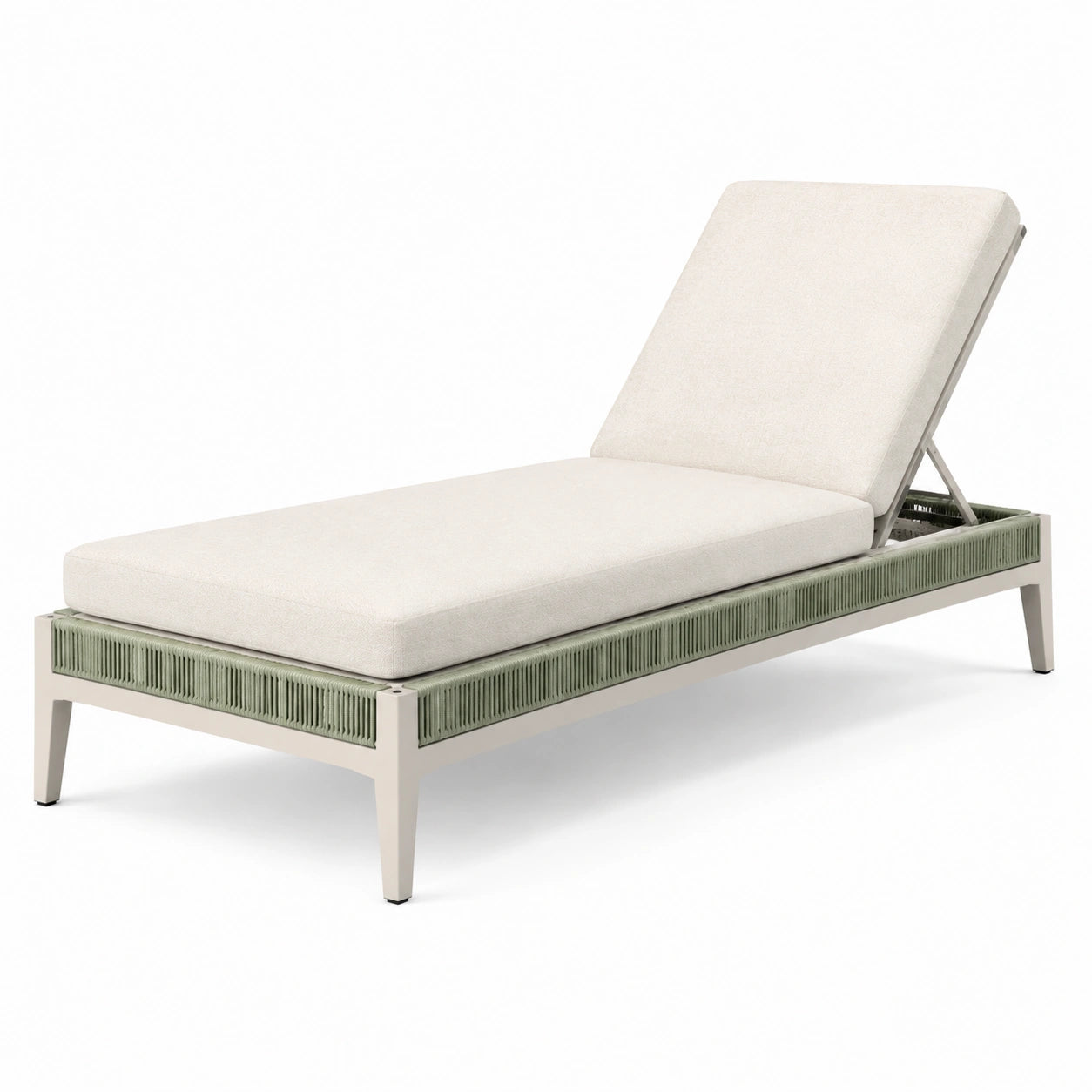 Chaise Longue en Aluminium et Polyester Beige/Vert