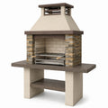 Barbecue en Pierre Naturelle et Acier Inoxydable Beige et Marron 188x110x65 cm