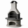 Barbecue en béton avec grille en acier inoxydable, hauteur 200 cm, gris