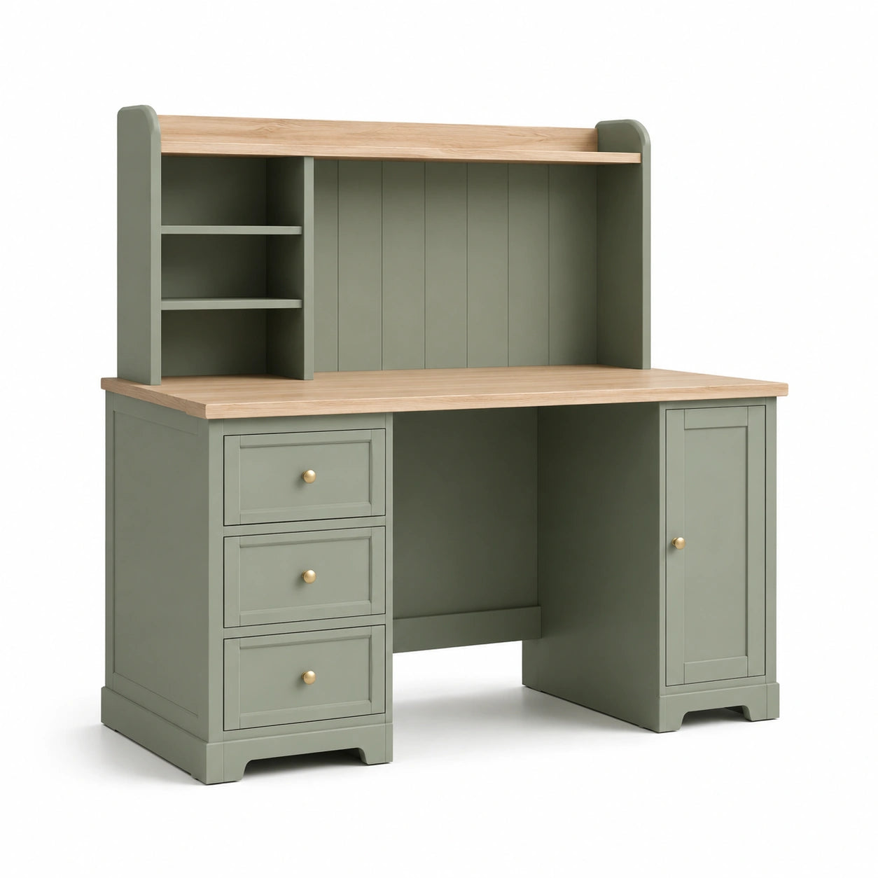 Bureau en bois MDF vert avec chêne plaqué 140x60x120 cm