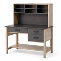 Bureau en bois de chêne avec étagères et tiroirs en stratifié gris