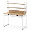 Bureau en bois d'aggloméré et métal blanc avec étagères 120x60x120 cm