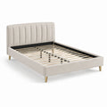 Lit en bois et métal avec revêtement polyester beige 140x200 cm