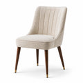 Chaise en tissu beige avec pieds en bois de noyer