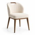 Chaise en bois avec revêtement en tissu beige