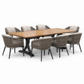Ensemble de jardin en teck avec chaises en corde et table en aluminium